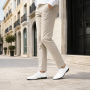Pantofi Oxford bărbați albi din piele naturală cu talpă neagră GKR71A